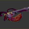 Anime Female Character With Purple Hair Red Purple Outfit And Ornate Greatsword