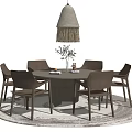 Quiet Dining Table and Chair Combination Round Dining Table and Chair 3d model