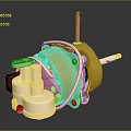 Golden Mechanical Component With White Components And Metal Rod 3d model