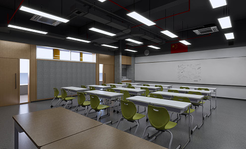 Modern Classroom Primary School Junior High School Classroom 3d model