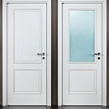 White Interior Swing Doors With Glass Panel Handle And Lock 3d model