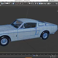 Classic Blue Two Door Sports Car With White Stripes GT350H And Black Wheels
