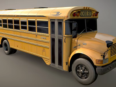 Yellow School Bus With Classic Exterior Design Multiple Windows And Side Doors 3d model