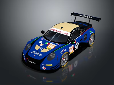 Blue AGVIO ECUSSO Race Car With Italian Flag Colors Pirelli Tires And Aerodynamic Wing 3d model