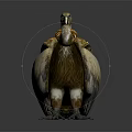Yellow Headed Vulture Standing With Brown And White Feathers On Dark Reflective Surface