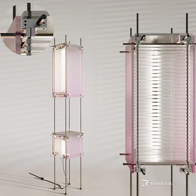 Sleek Modern Floor Lamp With Metal Frame And Transparent Acrylic Shade Design 3d model 