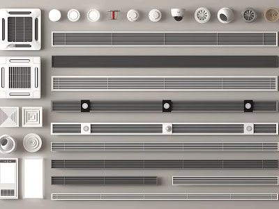 Modern Air Conditioner Vents With Various Designs And Decorative Grille Styles 3d model