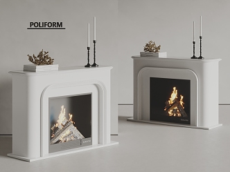 poliform modern fireplace flame stove 3d model