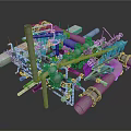 Industrial Piping Equipment With Metal Structures Valves And Mechanical Connections