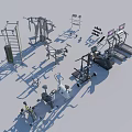 Fitness Equipment Collection Including Treadmills Weight Benches Dumbbells And Pull Up Bars