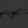 Modern Black Tactical Rifle With Scope Magazine And Red Accent Grip