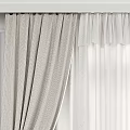 Elegant Beige Curtains with Sheer White Lining and Decorative Tiebacks on White Walls