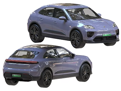 Modern Electric SUV Two Views Light Purple Exterior Sleek Design Black Wheels 3d model