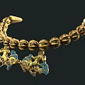 Exquisite Gold Jewelry Necklace With Turquoise Accents Intricate Carved Beads And Decorative Pendant