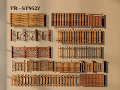 TR ST9527 Wooden Fence Collection With Various Design Styles For Outdoor Use 3d model