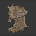 Ancient Ruins Scene Structure With Stone Walls Broken Columns And Platform Base