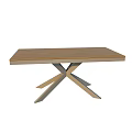 Modern Outdoor Table With Wooden Tabletop And Metal X Shaped Legs Sturdy Design