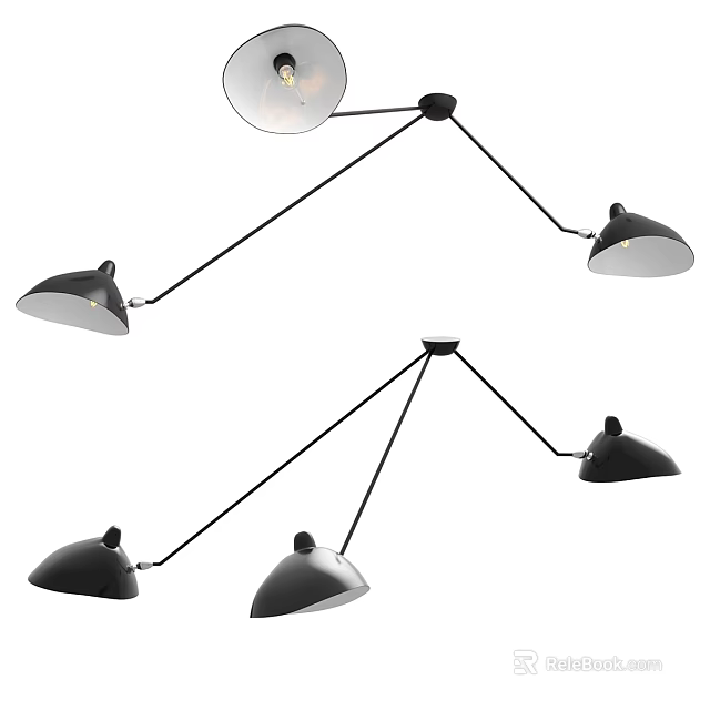 Modern Black Chandelier With Multiple Adjustable Arms For Home Interior Lighting 3d model 