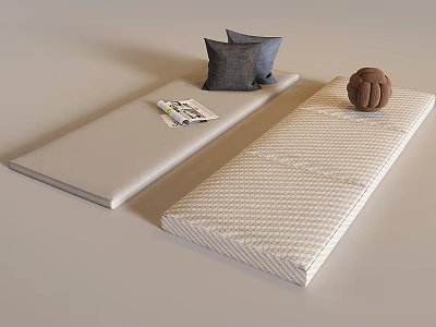 Soft Cushions With Minimalist Design Woven Texture Gray Pillow Magazine And Decorative Ball 3d model