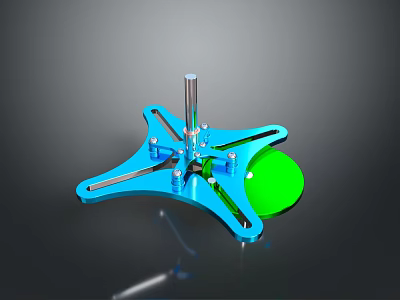 Decorative Lighting Combination With Blue Star Shaped Base Silver Pole And Green Sphere 3d model