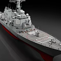 Highly Realistic Warship Model With Gray Hull And Red Bottom