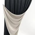 Black Velvet Curtains With Beige Lining For Elegant Window Dressing 3d model