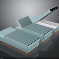 Light Blue Upholstered Sofa Bed with Three Sections Lift Up Backrest and Storage Space 3d model