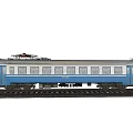 Blue And White Passenger Train Carriage On Railroad Tracks Model