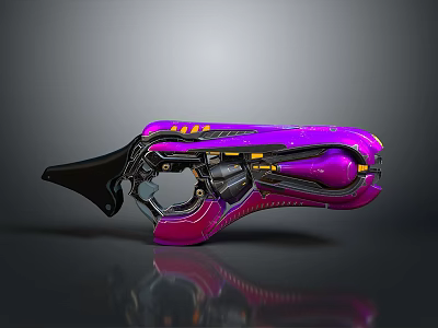 Futuristic Purple Pink Weapon With Sleek Design And Yellow Accents In Scifi Style 3d model