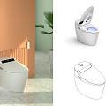 Smart Modern Toilet Featuring Automatic Lid Blue Light And Sleek Design 3d model