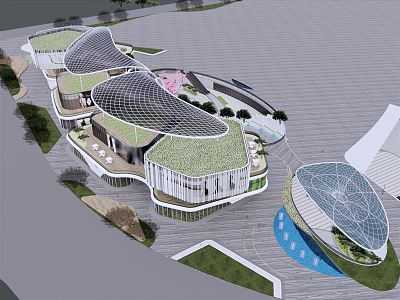 Modern Shopping Mall Building 3d model