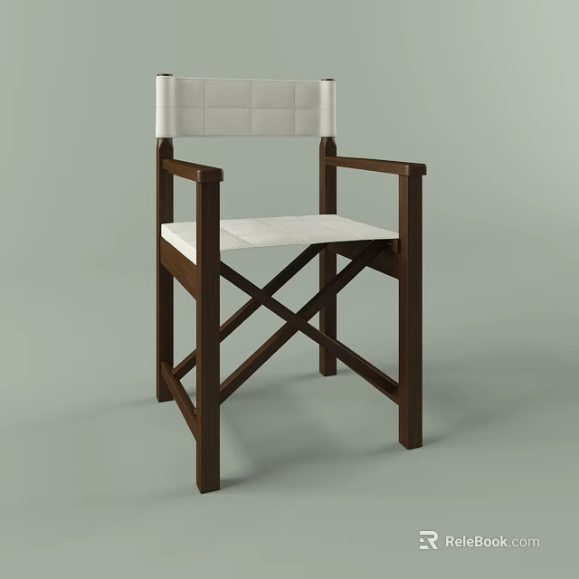 Modern Wooden Frame Armchair With White Padded Seat And Crossed Legs 3d model 