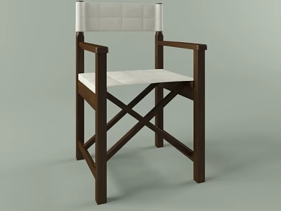 Modern Wooden Frame Armchair With White Padded Seat And Crossed Legs 3d model