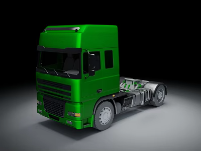 Modern Green Truck Cab Exterior With Sleek Design And Shiny Surface 3d model