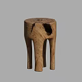 Natural Wooden Stool With Rustic Texture And Unique Holes For Home Decor