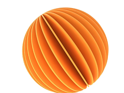 Stylish Orange Spherical Ornament Decoration Set With Striped Design For Home Decor 3d model