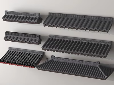 Traditional Architectural Roof Components Featuring Various Classic Tile Designs And Styles 3d model