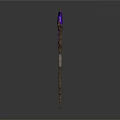 Purple Crescent Moon Staff with Star Decoration and Wooden Shaft Design