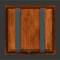 Wooden Entryway Side Cabinet With Orange Finish And Metal Hardware Accents