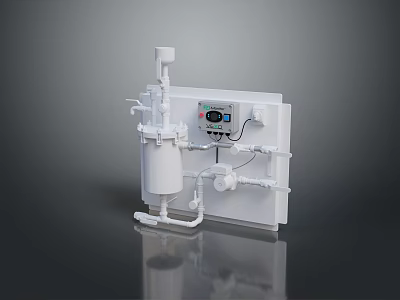 Modern White Automation Control Device With Pipes Display Panel And Valve Components 3d model