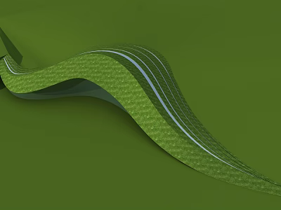 Green Wavy Structure With Intricate Lines And Textured Surface Design 3d model