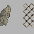 Decorative Sculpture Carvings with Golden Floral Butterfly and Geometric Patterns for Ornamental Design