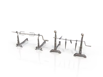 Sturdy Metal Laboratory Support Stands With Iron Bases And Adjustable Clamps 3d model