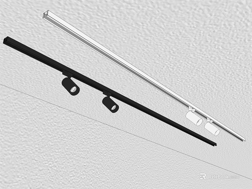 Track Mounted Black And Silver Downlights And Spotlights With Adjustable Heads 3d model 