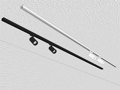 Track Mounted Black And Silver Downlights And Spotlights With Adjustable Heads 3d model