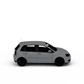 White Modern Hatchback Car With Black Grille Headlights And Silver Wheels 3d model