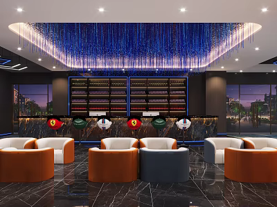 Modern Billiard Room Interior With Pool Tables Comfortable Sofas And Elegant Lighting 3d model