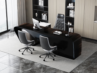 Manager office desk and chair combination 3d model