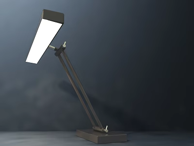 Modern Adjustable Desk Lamp With Rectangular Light And Metal Stand Base 3d model