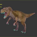 Realistic Tyrannosaurus Rex Dinosaur 3D Model With Open Mouth And Green Yellow Skin
